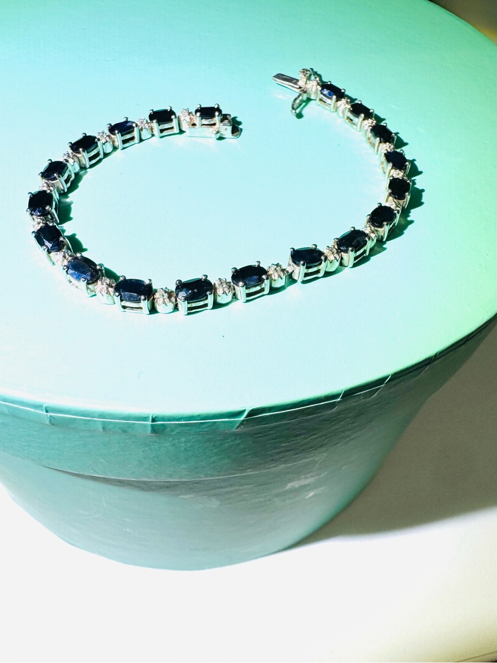 Sterling Silver Sapphire Blue Tennis Bracelet